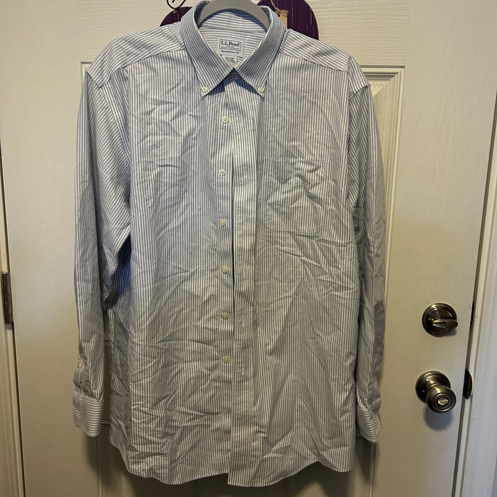 L.L. Bean Men's Blue Striped Shirt w/ 2 misc brand button downs